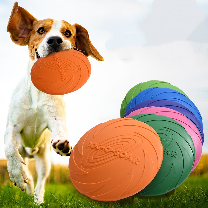 Flying Disc Dog Training Toy - Interactive Silicone Flying Saucer Toy for