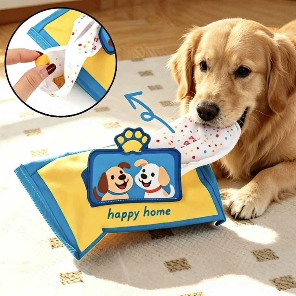 Interactive Squeaky Plush Dog Toy - Durable Tearproof Pet Snuffle Tissue Box