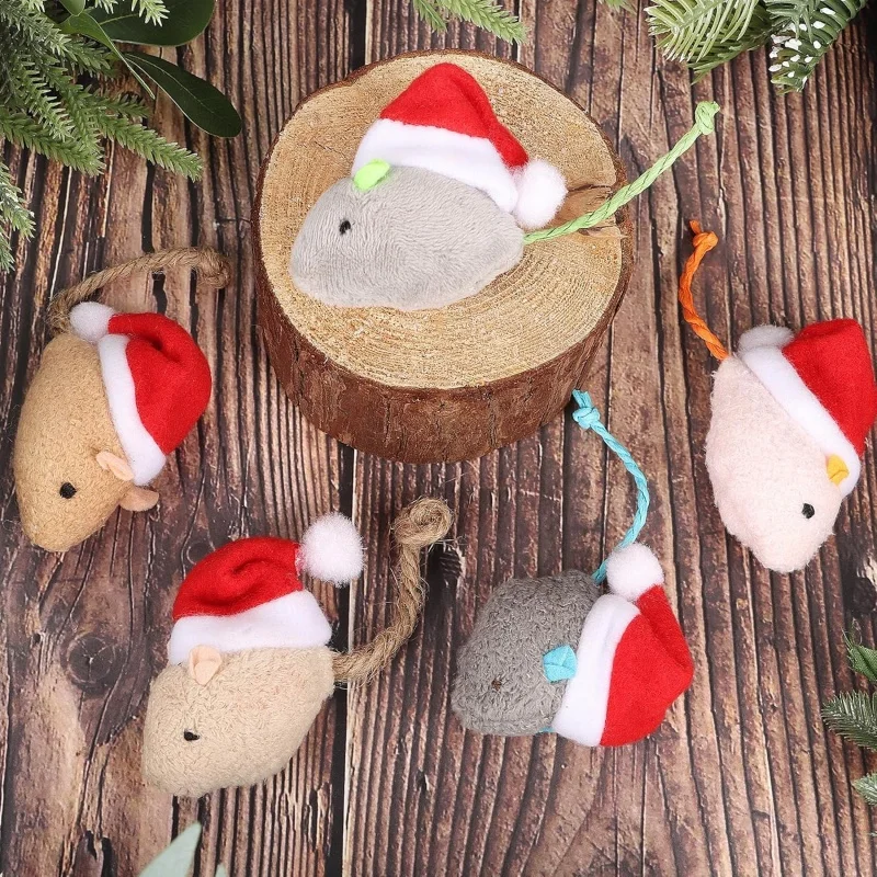 1-5PCS Christmas Hat Mouse Int - đánh giá và giá Catnip Interactive Plush Mouse